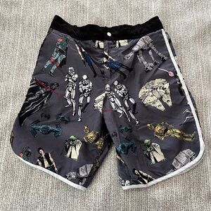 Star Wars Swim Trunks with Snap, Zipper, Drawstrings, Liner and POCKETS Men’s S